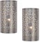 2er Set Marrakesch Orientalische Lampe Wandleuchte aus Metall Wandlampe Leuchte Yassan Silber 29cm als Wanddeko (Silber, 2 Stück)