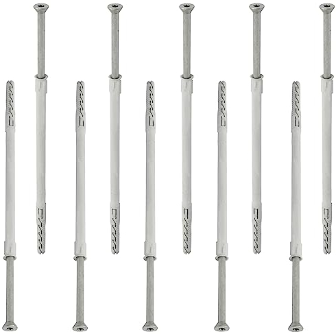 AERZETIX - C67129 - Lot de 10 Chevilles en Plastique Ø10x230 mm à collerette biseautée + 10 vis Ø7x235 autotaraudeuses à tête fraisée à Empreinte étoile TX40 - béton Brique perçage Fixation