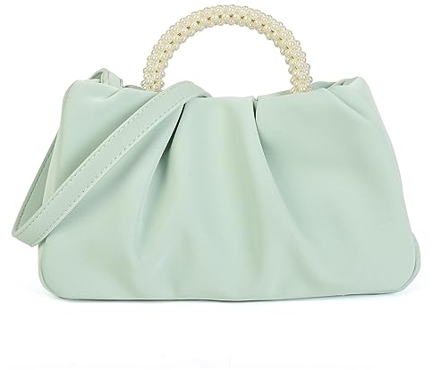 Valleycomfy Damen Clutch, Abendtasche Handtasche Wolke Perle,Strass Geldbörsen Frau Taschen Funkelnde Umhängetasche für Party/Hochzeit/Cocktail/Abschlussball/Club,Grün
