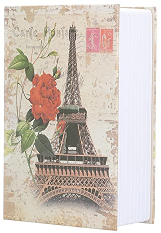 Tissting Caja Fuerte para Libro con Cerradura de Combinación, 18 x 12 x 5,5 cm Torre Parisina Caja Fuerte para Libros de Cerradura de Código Ocultable Caja para Efectivo Joyas