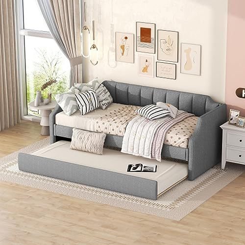 Tcewhhy 90 X 200(190) Letti DAY Divanetto Singolo Imbottito Con Letto Estraibile Letto Estraibile Divano Letto Per Soggiorno Camera Da Letto Letto Matrimoniale Letto Ospiti Grau