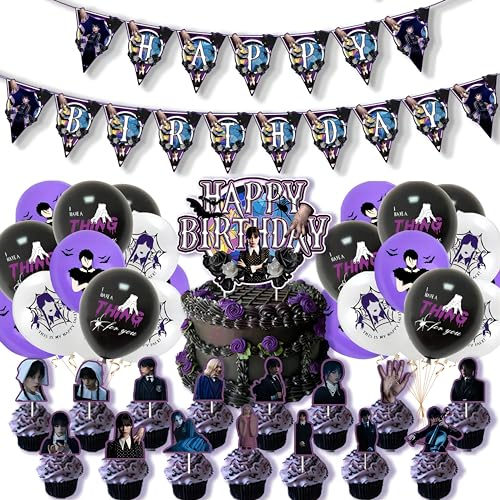 Addams Family Thing Wednesday Kinder Geburtstag Deko Ballon Set für Jungen für Mädchen Mittwoch Familiensache