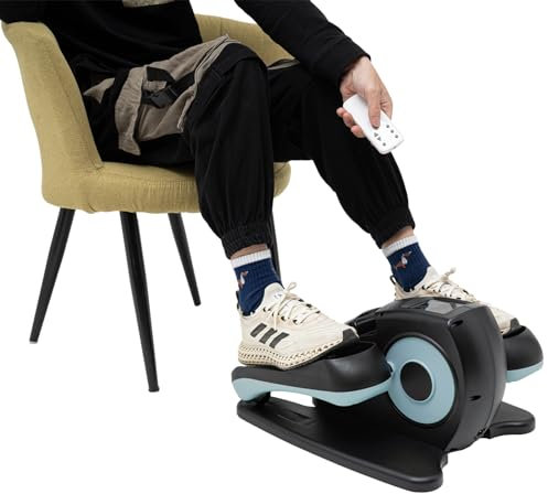Unter Schreibtisch Elliptische Maschine für Senioren, Reha-elektrischer sitzender Bein-Fuß-Pedal-Übungsgerät, tragbarer Trainer für Home-Office mit Fernbedienung (Rosa)