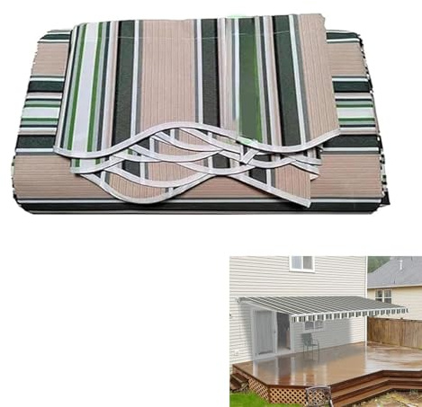 CekoCk Manual Retractable Patio Awning Fabric Replacement Window Awning Cover Waterproof Shade Sunshade Shelter Canopy Sun Shade Canvas for Yard Deck,without Frame(Size:4x3m,Color:Stripe)