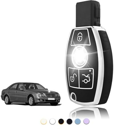 TOOMUME Schlüsselhülle TPU, Autoschlüssel Hülle Passt für Mercedes Benz A/B/C/E/G/R/S Klasse GLA GLC GLE GLK SLK CLA CLK CLS AMG W203 W204 W211 W212, Schlüsselcover Schutz Schlüsselgehäuse - Smart Key