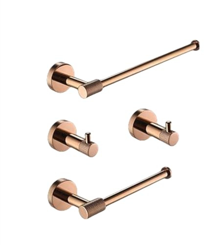 Ganci appendiabiti a parete in acciaio inox oro rosa, portarotolo, portasciugamani, anello portasciugamani, set di accessori per il bagno, set da 4 pezzi A