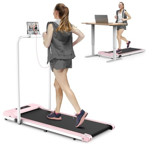 Jupgod Folding Treadmill, 2.5HP Under Desk Treadmill Walking Pad with Remote Control & LED Display for Home/Office Cardio Fitness Exercise, No Assembly, for Women