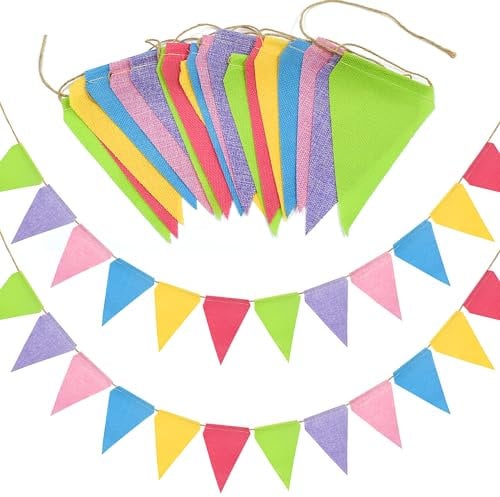 36 banderines de 33 pies, banderines Triangulares Impermeables de arpillera de Lino de imitación para cumpleaños, Baby Shower, Bodas, Fiestas en casa