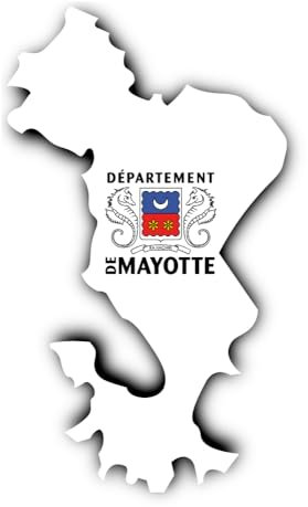 Aufkleber: 300 mm, 1 Stück - Silhouette Flagge/Flap-Map - Mayotte - YT - für Auto, Laptop und mehr