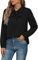 Yommay Damen Bluse Elegant Langarm Tunika T-Shirt Krawatte Hals Flowy Chiffon Oberteile für Frauen Herbst Mode,Schwarz,XXL