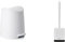 TATAY Standard Bathroom Bin with Pedal, 3L Capacity, Color White + Silicone Toilet Brush, Flexible, with Quick Drying Ventilation, Gray Brush.