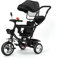 Baby-Dreirad, skalierbares Dreirad für Kinder, mit faltbarer Sonnenblende und verstellbarem Elternstock, geräuscharme Räder, wendbarer Sitz, bequemer Griff (schwarz)