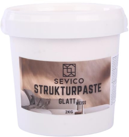 Strukturpaste Weiß 2 kg – Fein Spachtelmasse für Acrylmalerei, kreative Texturen und einzigartige Oberflächen für Künstler Spachtelmasse SEVICO