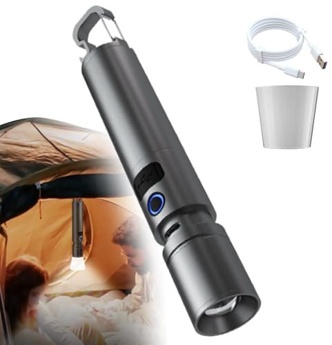 Mlllokfki Power Bank, Rechargeable Camping Light, Versatile Flashlight Design, Powerful LED Flashlights, Compact Light, Flashlights for Hiking, Multifunctional Camping Gear, Outdoor Flashlig