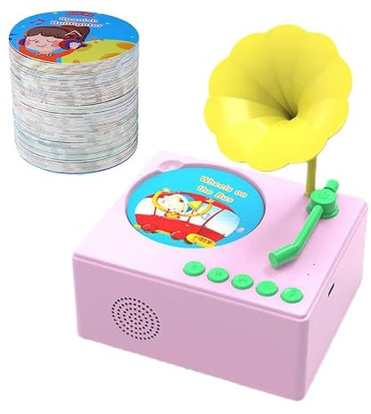 Juguete musical con tocadiscos de fonógrafo - Reproductor de cuentos de gramófono para niños pequeños | Juguete educativo interactivo de aprendizaje para niños y niñas | Caja de música infantil de est