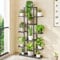 Zstar Soporte para flores de 7 niveles, metal, para interior y exterior, varios pisos, escalera, estantería de esquina, para jardín, balcón, decoración, gris oscuro