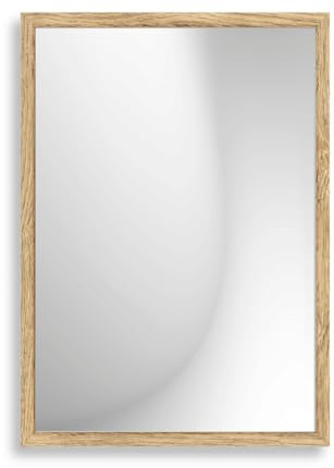 Infantasie Claudia Wandspiegel mit Rahmen nach Maß 40x60 cm, Eiche Natur | Echtglas, MDF-Profilleiste 30 mm foliert, HDF-Rückwand, Aufhängung horizontal/vertikal, handgefertigt, für Flur & Garderobe