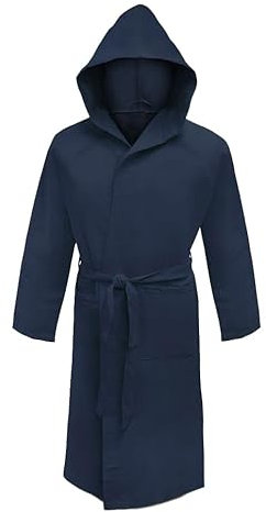 Puraluna Accappatoio in microfibra premium con Cappuccio, Unisex, pratico per il viaggio e la palestra con comoda custodia in pvc, Uomo Donna (L, BLU NAVY)