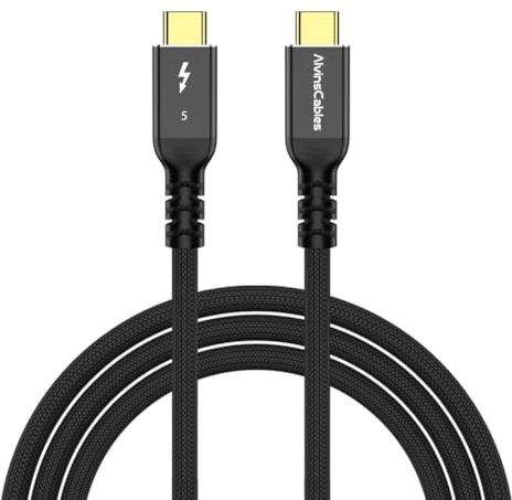 Alvin's Cables Thunderbolt 5 Kabel, 2m USB-C zu USB-C Kabel 120Gbps 240W PD Schnellladung 16K Display, Kompatibel mit Thunderbolt 4/3, USB4, für Macbook, eGPU, Dock, Intel Zertifiziert