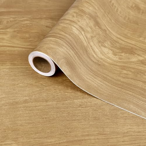 ReeyderArt Papel pintado con efecto madera marrón rústico, papel adhesivo impermeable y removible para muebles, encimeras de cocina, alféizares, mostradores y armarios, 40 x 300 cm