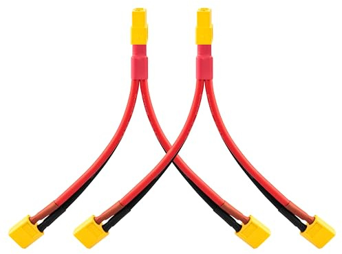 XT60 Y Splitter Cable, 12AWG 6.5inches 1 Female to 2 Male Parallel Connector, High-Temp Silicone Wire for RC Drones, FPV, Quadcopters, and DIY Electronics