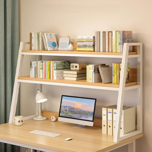 LISHEUK Black Dorm Desk - 2-Tier Ladder Bookshelf, Computer Bookcase & Organizer Shelf - Multipurpose Display Rack for Home & Office (45.3 x 12.6 x 35.4)