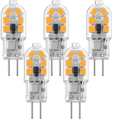 LUHMQ G4 LED Birne 2W ersetzt 20W Halogen,AC/DC 12V-24V Niederspannung,MR11 Bi-Pin Sockel - Für Landschaftsleuchten, Unterschrank-Pucklichter, Kronleuchter, Haushaltsleuchten (Warmweiß 3000k, 5 Stück)