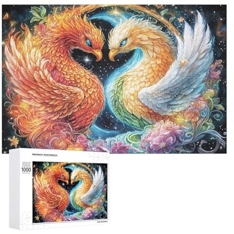 Zwei Phönixe teilen einen intimen Moment 1000 Teile Jigsaw Puzzle Für Erwachsene Zuhause Freizeit Gehirntraining Geschenk Für Geburtstag 1000 PCS