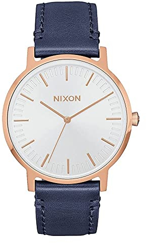 Nixon Unisex Erwachsene Analog Quarz Uhr mit Leder Armband A1199-2798-00