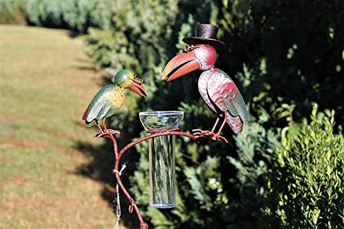 Unbekannt REGENMESSER Rabe - Echtglas, Metall - Gartenstecker/Regenmesser - Bunt - 136 cm hoch