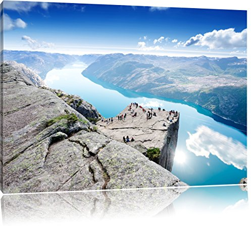 Pixxprint Preikestolen Lysefjord Norwegen, Größe: 80x60cm, Leinwandbild, fertig gespannt, Wandbild, Dekoration, Kunstdruck, kein Poster
