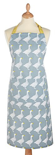 KitchenCraft Goose' Kochschürze, verstellbar, 100% Baumwolle, Grau/Weiß, 69 x 1 x 89 cm
