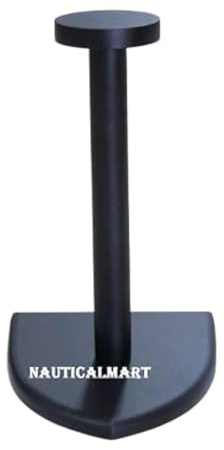 NauticalMart Helmet Stand Wooden Black Display Stand - Medieval Armor Helmet