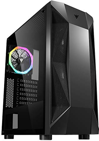 Itek THE ROCK EVO - Case PC Gaming Middle Tower ATX, 1 x 12 cm ARGB Fans included, 2xUSB3.2 - ABS front and mesh, tempered glass side panel, black