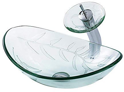 HomeLava Moderne Waschbecken Oval aus Gehärtetes Glas Waschtisch Waschschale Waschplatz Handwaschbecken für das Badezimmer und Gäste-WC