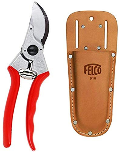 KingBao FELCO F2 Professional Pruning Shears with Leather Clip or Belt Holster (Bundle, 2 Items)