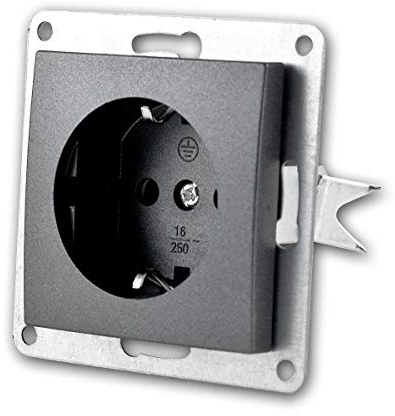 10x FLAIR Steckdose anthrazit,250V/16A, ohne Rahmen,Schraubanschluss