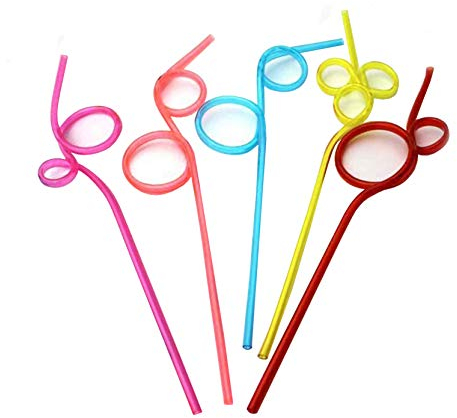 XLKJ Lot de 10 Pailles Spirales, Pailles à Boire Réutilisables pour Le Lait, jus, Cocktails