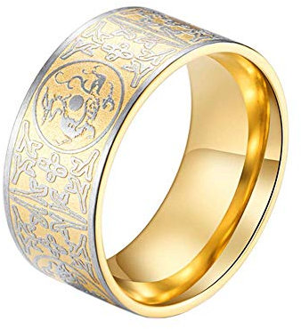 PAURO Hommes Acier Inoxydable Chinois Antique 4 bêtes gardiennes, Dragon, Tigre Blanc, Suzaku, Bague sculptée en Basalte, Taille Or 70