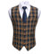 HISDERN Herren Weste Anzugweste Casual Hochzeit Party Weste Slim Fit Vest Suit with 5 buttons Smoking Frack Herrenweste Anzug Business Retro Elegant Vest Navy Orange XL