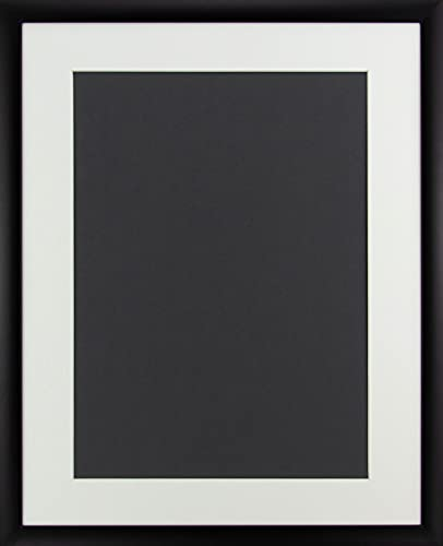 Massivholz-Bilderrahmen Dauphine 50 x 70 cm mit Passepartout passend für Bild 42 x 59,4 cm Rahmenfarbe: Schwarz Matt,Passepartoutfarbe: Extra Weiß. Geeignet für Kunstdrucke, Poster und mehr.