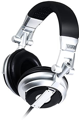 Zunate Gaming Headset, Foldable Studio Monitor Headphones, Wired HiFi Sound PC Gaming Head‑Mounted Earphones, for VR Room Recording Studio Use(Silver)