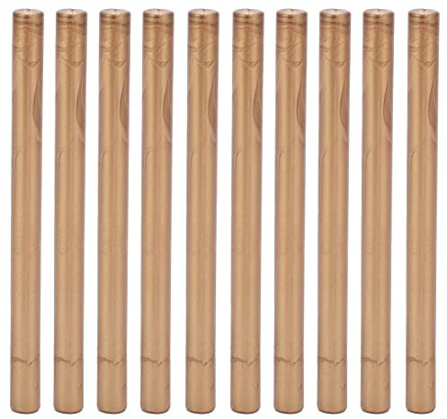 Sealing Wax Stick, 10Pcs Convenient Smokeless Flexible Hot Seal Sticks for DIY Wedding Invitation Decoration Envelopes Cards Wine Packages Gift Wrapping(Bronze gold)
