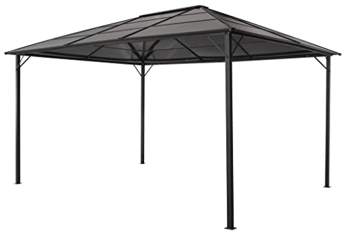 Leepesx Gartenpavillon mit Dach, Pavillon, Pergola, Wasserdicht, Garten Pavillion, Grillpavillon, Partyzelt, überdachung Terrasse, Anstellpavillon, Pool Pavillon, Aluminium 4×3×2,6 m Schwarz