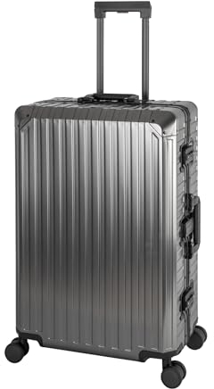 Travelhouse 100% Aluminium Reisekoffer Tokyo - Graphit L-72cm Hartschalenkoffer Reisetrolley 2X TSA Zahlenschloss 4 Doppelräder 360° Rollen Vol. 91L