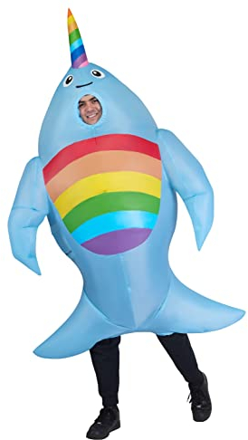 Morph Aufblasbares Narwal Kostüm für Erwachsene, Wal und Hai Design, Perfekt für Halloween und Karneval, Einheitsgröße