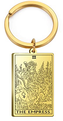 TEAMER Tarotkarten Schlüsselanhänger Edelstahl Vintage Amulett Wicca Schlüsselanhänger für Schlüssel Autos Taschen, Goldfarbene Kaiserin