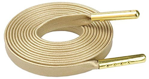 Cordones planos para zapatos de 7 mm de ancho, de poliuretano, color sólido, con agujetas de metal dorado, para deportes, zapatos, cuerdas, para niños y adultos, 90 cm, I, 1 par