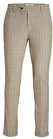 JACK & JONES Jpstmarco Jjconnor AKM Noos Pantalon Chino, Beige/détail : Carreaux, 30W x 32L Homme