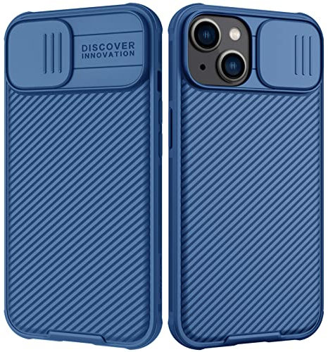 Nillkin für iPhone 14 Hülle mit Kameraschutz Schild [Schützt Ihre Privatsphäre] Rundumschutz Stoßfeste Kratzfeste Schutzhülle [Anti-Fingerabdruck] Dünne Handyhülle iPhone 14 2022Blau